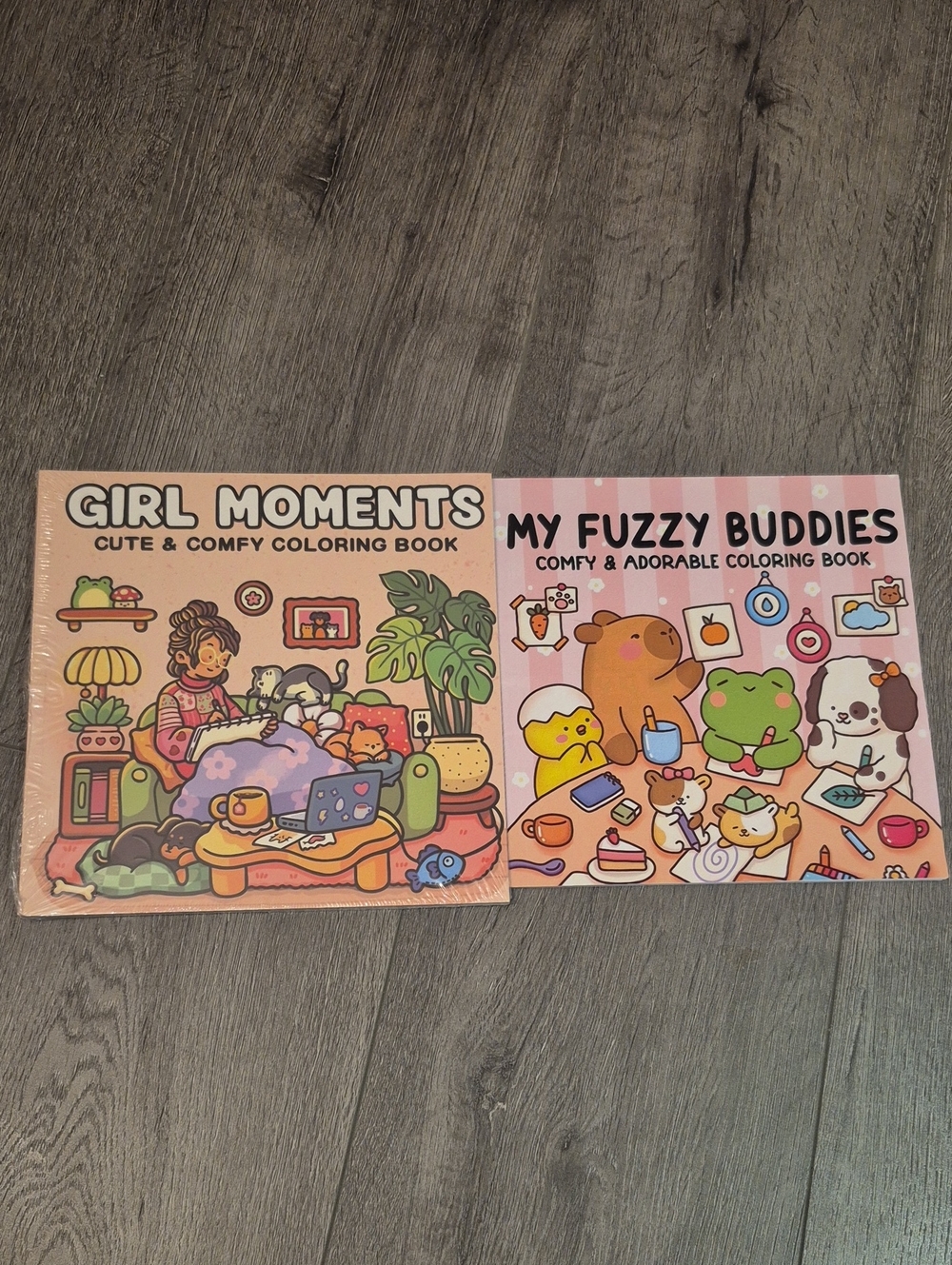 Girl Moments Cute & Comfy Coloring Book & My Fuzzy Buddies Comfy & Adorable Book